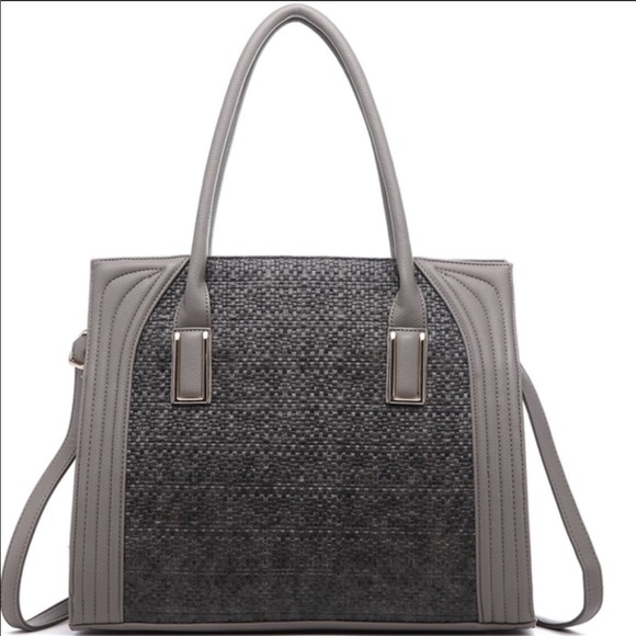 1 left! Boutique- Pink Haley Dariela Tote in Grey - Picture 2 of 5